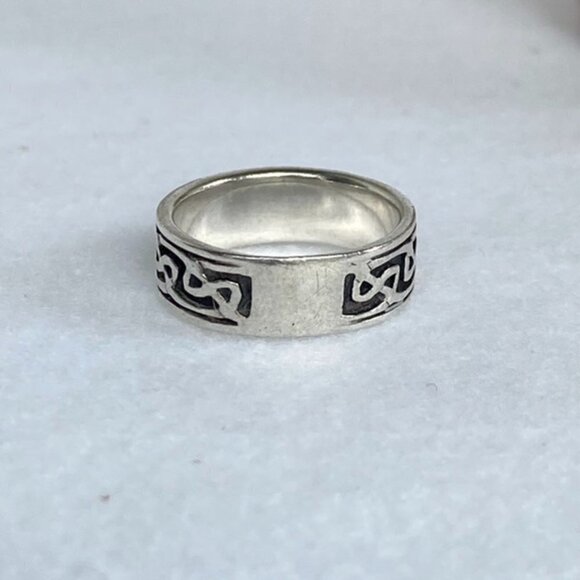 Sterling Silver 925 Oxidized 6mm Endless Celtic Knot Infinity Band Ring Sz 5.75 - Picture 7 of 16